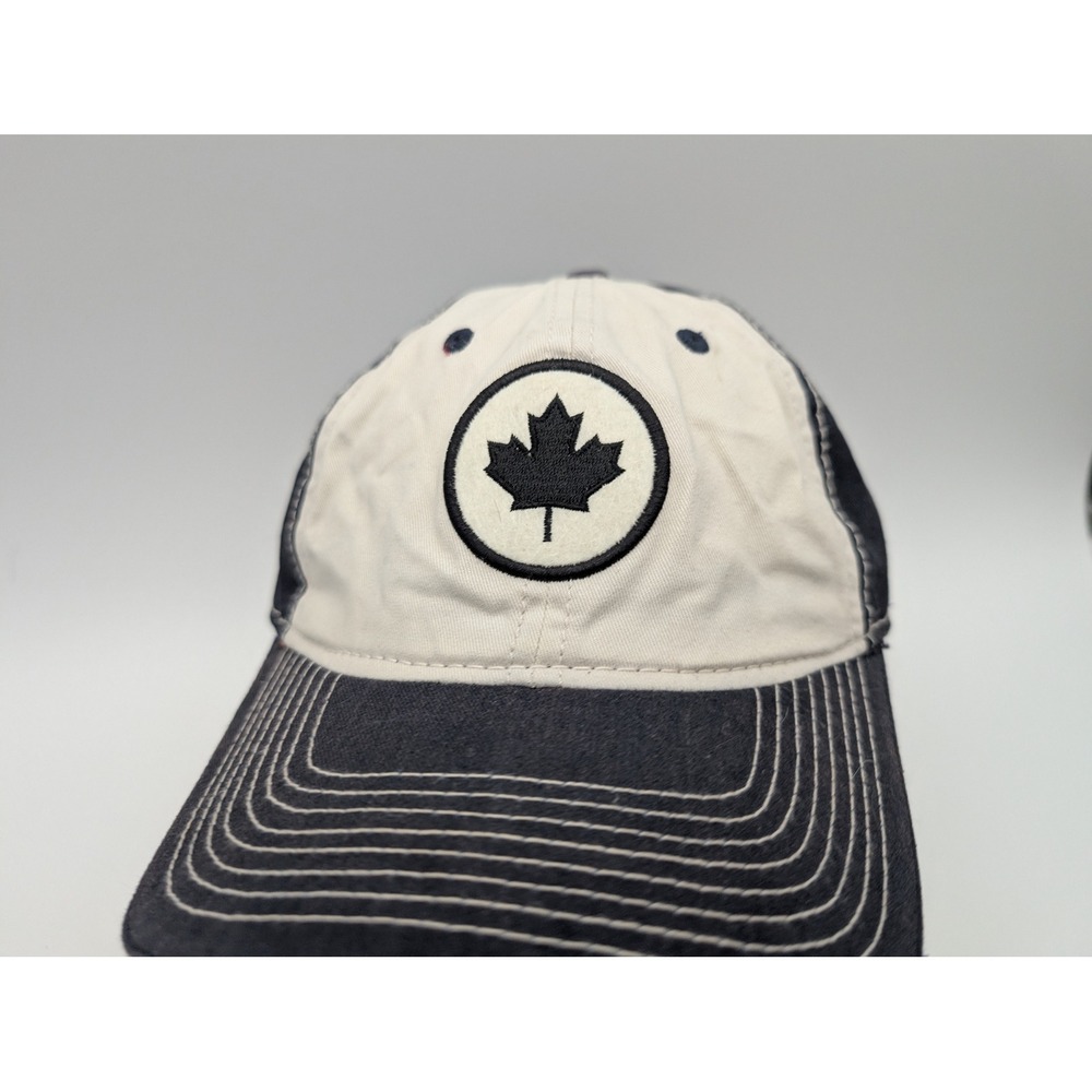 Roots Est 1983 Navy Blue Cream Maple Leaf Embroidered Baseball Cap Hat